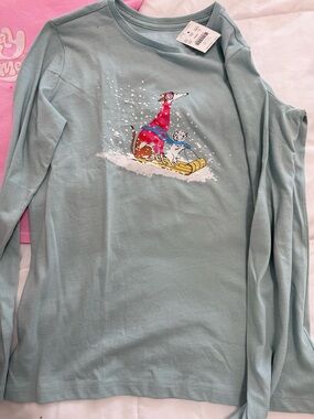 Crewcuts Light Teal Long-Sleeve Tee with Sledding Dog Graphic